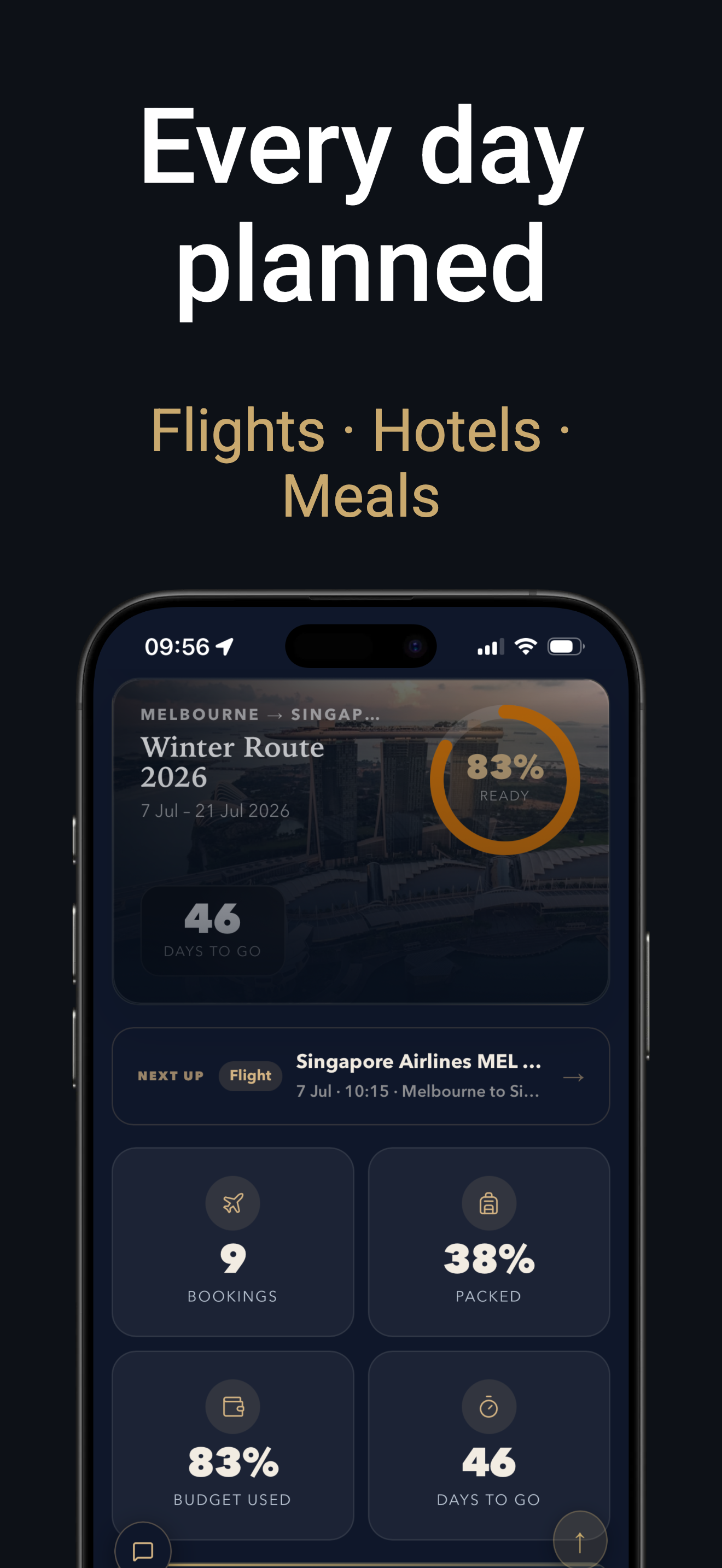 Departure Pack screen